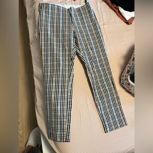 Slim Plaid Pants - Black and White Check